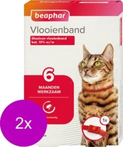 Beaphar Vlooienband 6 Maanden Kat 35 Cm - Anti Vlooienmiddel - 2 X Rood -Kattenbenodigdheden 1000x1200