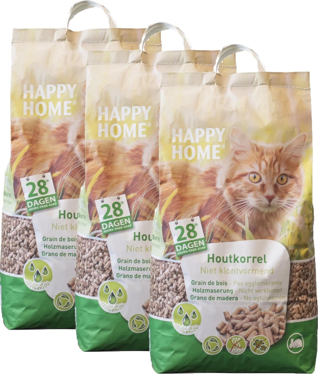 Happy Home Natural Wood - Kattenbakvulling - 3 X 20 L 5 Happy Home Natural Wood - Kattenbakvulling - 3 X 20 L - Afbeelding 3