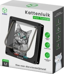 Rirri Kattenluik Met Tunnel - 4 Vergrendelingsstanden - Weersbestendig - Binnen En Buiten - Maat M - Zwart - 19 X 20 Cm -Kattenbenodigdheden 1031x1200 3