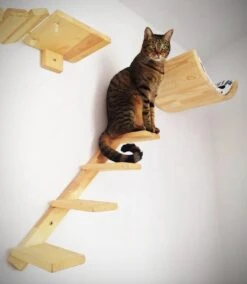 Kattentrap Hout - Linksonder Naar Rechtsboven - Handgemaakte Kattenladder - Katten Klimmuur Klimwand -Kattenbenodigdheden 1045x1200 3