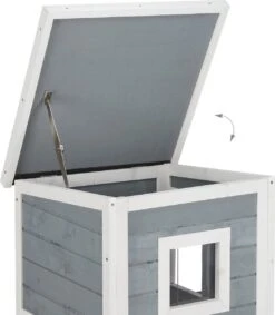 Relaxdays Kattenhuis Buiten - Groot Kattenhok Binnen - Hoog Kattenmeubel Grijs Hout - Tuin -Kattenbenodigdheden 1047x1200 2