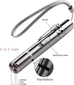 Laserpen - Oplaadbaar Met USB - Rode Laser - RVS Zilver - UV - Zaklamp - LED - Kat - Katten Speeltjes - Kattenspeelgoed - 7 Verschillende Standen -Kattenbenodigdheden 1051x1200