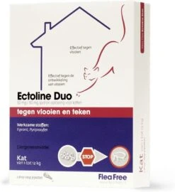 Flea Free Ectoline Duo Kat - Tegen Vlooien En Teken - 2 Pipetten -Kattenbenodigdheden 1097x1200