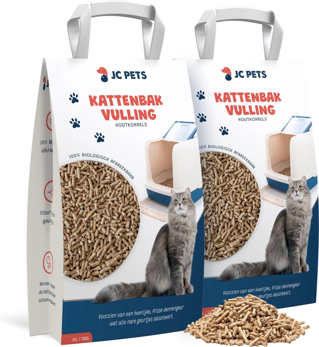 JC Pets Kattenbakvulling - 2 Zakken Houtkorrels X 16 L (32 L - 20 KG) 3 JC Pets Kattenbakvulling - 2 Zakken Houtkorrels X 16 L (32 L - 20 KG)