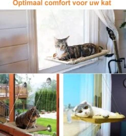 Merkloos Kattenhangmat – Hangmat Kat – Kattenmand Raam – Kattenkussen – Kattenbed – Poezenmand – Beige -Kattenbenodigdheden 1114x1200 2