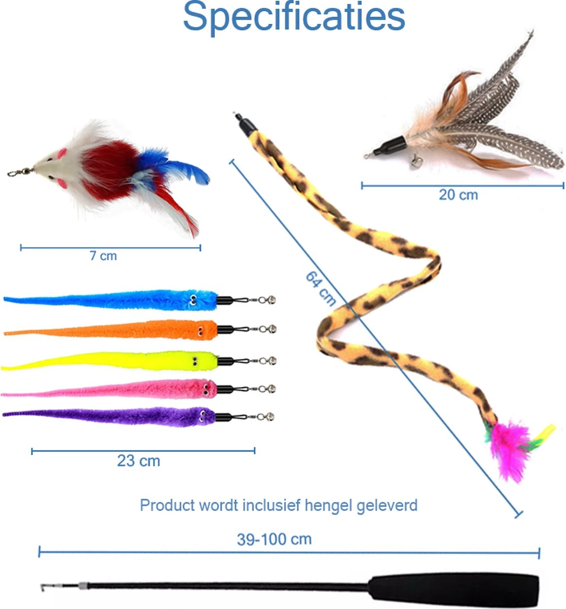 Katten Speeltjes Katten Speelgoed Kattenspeeltjes Katten Hengel Veer Worm Staart Muis Incl. Hengel Kitten – 9 Stuks 4 Katten Speeltjes Katten Speelgoed Kattenspeeltjes Katten Hengel Veer Worm Staart Muis Incl. Hengel Kitten – 9 Stuks - Afbeelding 2