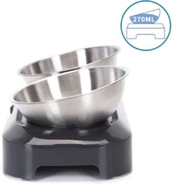 Nobleza Katten Voerbakjes - Ergonomische Dubbele Voerbak - Anti Braak Voerbak Voor Katten - Zwart - Dubbel - RVS -Kattenbenodigdheden 1127x1200 1