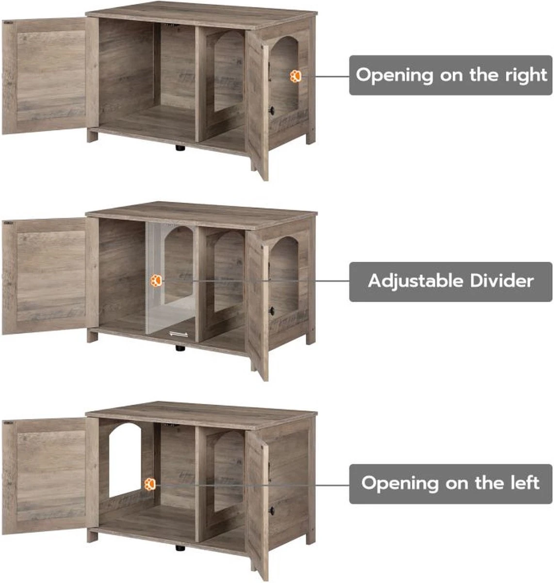 Kattenhuis Met Dubbele Deurtjes - Kattenkast Met Ruimte Voor Kattenbak - Kist Met Grote Opbergruimte - Bruikbaar Als Bank &bijzettafel - Voor In Slaapkamer & Gang - Greige 11 Kattenhuis Met Dubbele Deurtjes - Kattenkast Met Ruimte Voor Kattenbak - Kist Met Grote Opbergruimte - Bruikbaar Als Bank &bijzettafel - Voor In Slaapkamer & Gang - Greige - Afbeelding 9