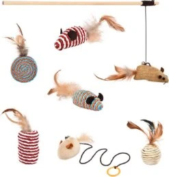 Kattenspeelgoed - Set Met 7 Kattenspeeltjes - Complete Set - Kattenhengel - Speelmuis -Kattenbenodigdheden 1145x1200 2