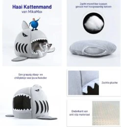 MikaMax Haai Hondenmand - Kattenmand - Dierenmand - Huisdierkussen - Mand Of Bed - Origineel - Extra Zacht Materiaal - 42 X 42 X 36 Cm -Kattenbenodigdheden 1151x1200 2