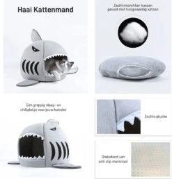 MikaMax Haai Hondenmand - Kattenmand - Dierenmand - Huisdierkussen - Mand Of Bed - Origineel - Extra Zacht Materiaal - 42 X 42 X 36 Cm -Kattenbenodigdheden 1151x1200 3