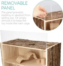 Navaris Houten Hamsterhuis - Speelhut Voor Hamsters, Kleine Knaagdieren, Gerbils, Muizen - Schuilplaats Op Twee Etages Voor Hamster, Cavia, Muis -Kattenbenodigdheden 1158x1200 4