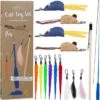 PRETTY KITTY Cat Toy Set Vegan: Grote 15-delige Kattenspeelset Met Kattenhengel, Nepveren En Kattenkruid Speelgoed Kat