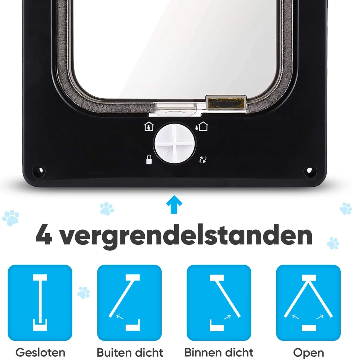 BFreshPets Kattenluik + Massageborstel - Met Tunnel - 4 Vergrendelingsstanden - Weersbestendig - Maat L - Zwart - 27 X 24 Cm 10 BFreshPets Kattenluik + Massageborstel - Met Tunnel - 4 Vergrendelingsstanden - Weersbestendig - Maat L - Zwart - 27 X 24 Cm - Afbeelding 8