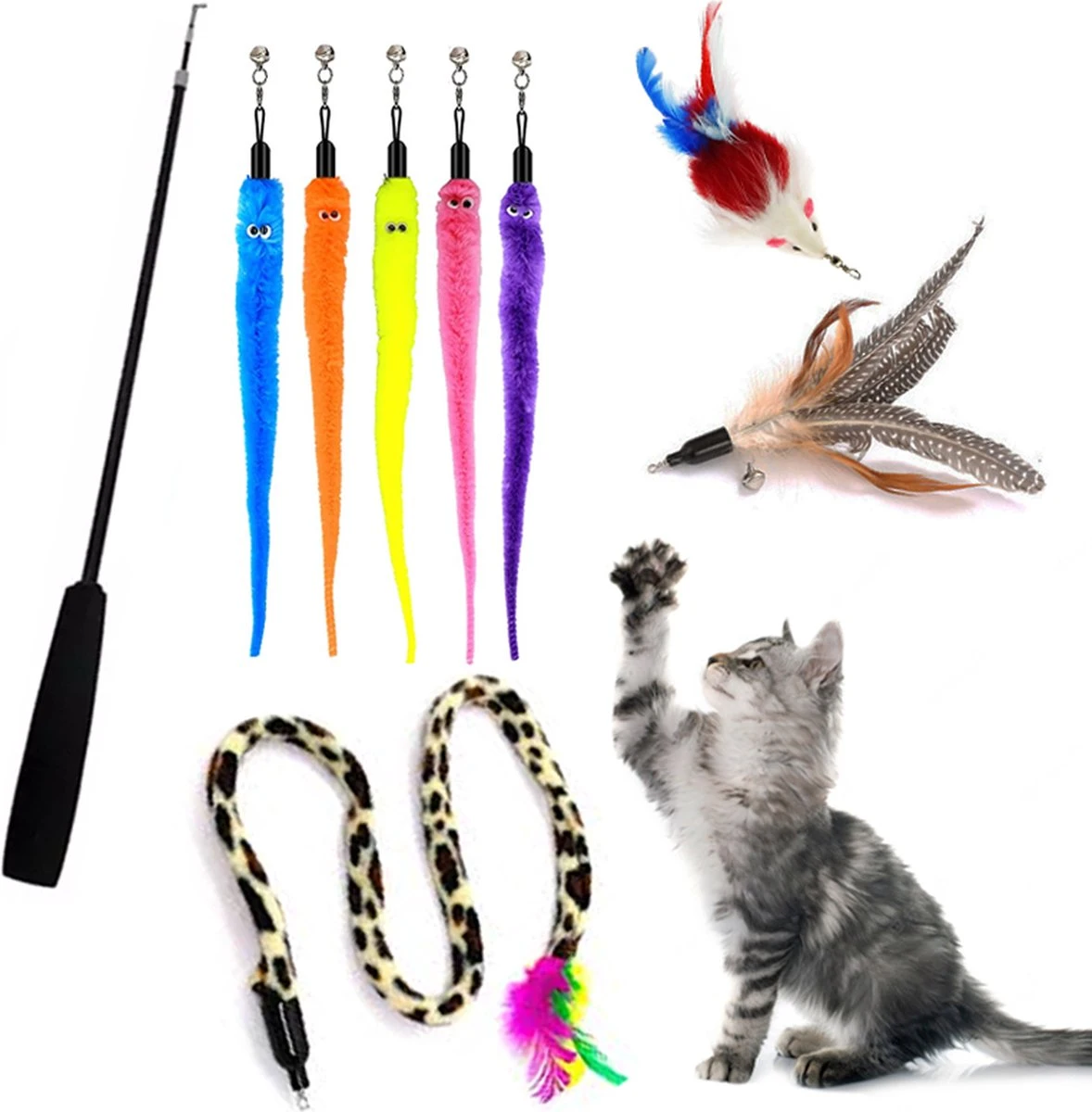 Katten Speeltjes Katten Speelgoed Kattenspeeltjes Katten Hengel Veer Worm Staart Muis Incl. Hengel Kitten – 9 Stuks 3 Katten Speeltjes Katten Speelgoed Kattenspeeltjes Katten Hengel Veer Worm Staart Muis Incl. Hengel Kitten – 9 Stuks