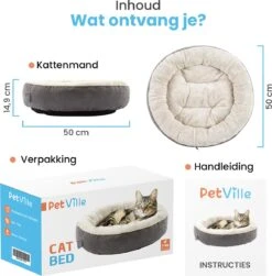 Petville Kattenmand - 50 Cm - Wasbaar - Donut - Waterbestendig - Grijs -Kattenbenodigdheden 1181x1200 4