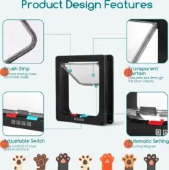 Nobleza Kattenluik Met Tunnel - 4 Vergrendelingsstanden - Weerbestendig - Binnen En Buiten - 28.5 X 25 Cm - Maat XL - Zwart -Kattenbenodigdheden 1188x1200 5