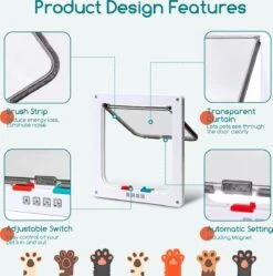 Nobleza Kattenluik Met Tunnel - 4 Vergrendelingsstanden - Weerbestendig - Binnen En Buiten - 20.5 X 19.7 Cm - Maat M - Wit -Kattenbenodigdheden 1188x1200 6