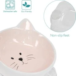 Navaris Voerbakjes Voor Katten - Set Van 2 Voer- En Waterbakken - Etensbak Van Keramiek - Met Antislip Voetjes - Kattenvorm - Roze/Groen -Kattenbenodigdheden 1194x1200 4