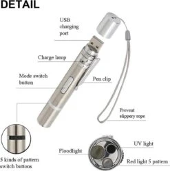 Merkloos Laserpen - Daily Accessoires - USB Oplaadbaar - Kattenspeeltjes - Laserlampje - 7 Verschillende Standen - RVS Zilver - Zaklamp - UV Lamp – Kattenspeelgoed -Kattenbenodigdheden 1195x1200 4