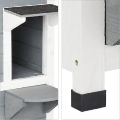 Relaxdays Kattenhuis Buiten - Groot Kattenhok Binnen - Hoog Kattenmeubel Grijs Hout - Tuin -Kattenbenodigdheden 1198x1200 12