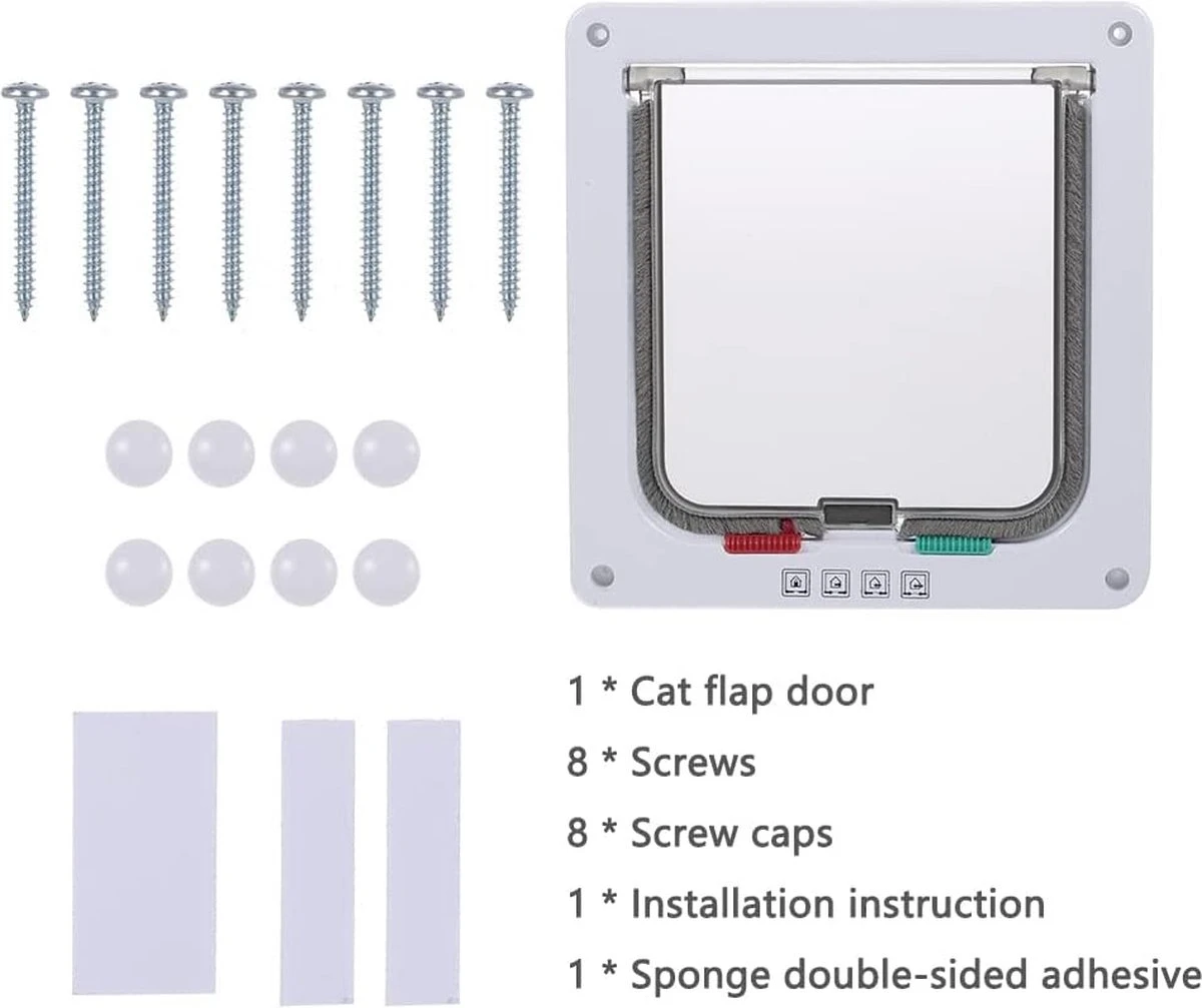 DOWO® - Kattenklep - Kattenluik - Kattenluikje - 4-weg Magneetsluiting Huisdierklep, Eenvoudige Installatie Kattendeur Huisdierendeur Aan De Muur, Houten Deur, Upvc Binnendeur, Baksteenwanden, Houten Deuren (M - Buitenmaat 19 X20 Cm) 11 DOWO® - Kattenklep - Kattenluik - Kattenluikje - 4-weg Magneetsluiting Huisdierklep, Eenvoudige Installatie Kattendeur Huisdierendeur Aan De Muur, Houten Deur, Upvc Binnendeur, Baksteenwanden, Houten Deuren (M - Buitenmaat 19 X20 Cm) - Afbeelding 9