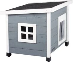 MyMax Kattenhuis - Hout - Openslaand Bitumen Dak - Kattenhuis Voor Buiten - Kattenhok - Kattenhuisje Hout - Grijs - 57*45*43CM -Kattenbenodigdheden 1200x1020 1