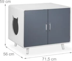 Relaxdays Kattenbak Ombouw Design - Kattenhuis Op Pootjes - Kattenmeubel Wit - Kattenkast -Kattenbenodigdheden 1200x1021 1