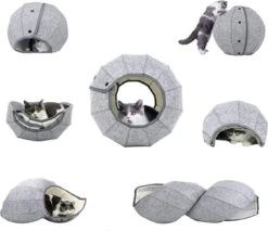 Merkloos Kattenmand Multifunctioneel – Kattenspeelgoed Speeltunnel Kattenhuis – Kattenhol Rond Kattenspeeltjes Kattentunnel - Cat Cave Donut - Grijs Vilt -Kattenbenodigdheden 1200x1033 7