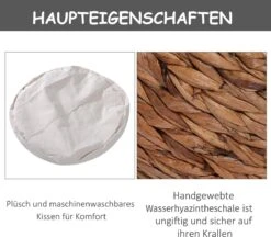 PawHut Kattenmand Rotan Kattennest Kattenbed Met Kussen Huisdierbed Bruin D30-104 -Kattenbenodigdheden 1200x1050 2