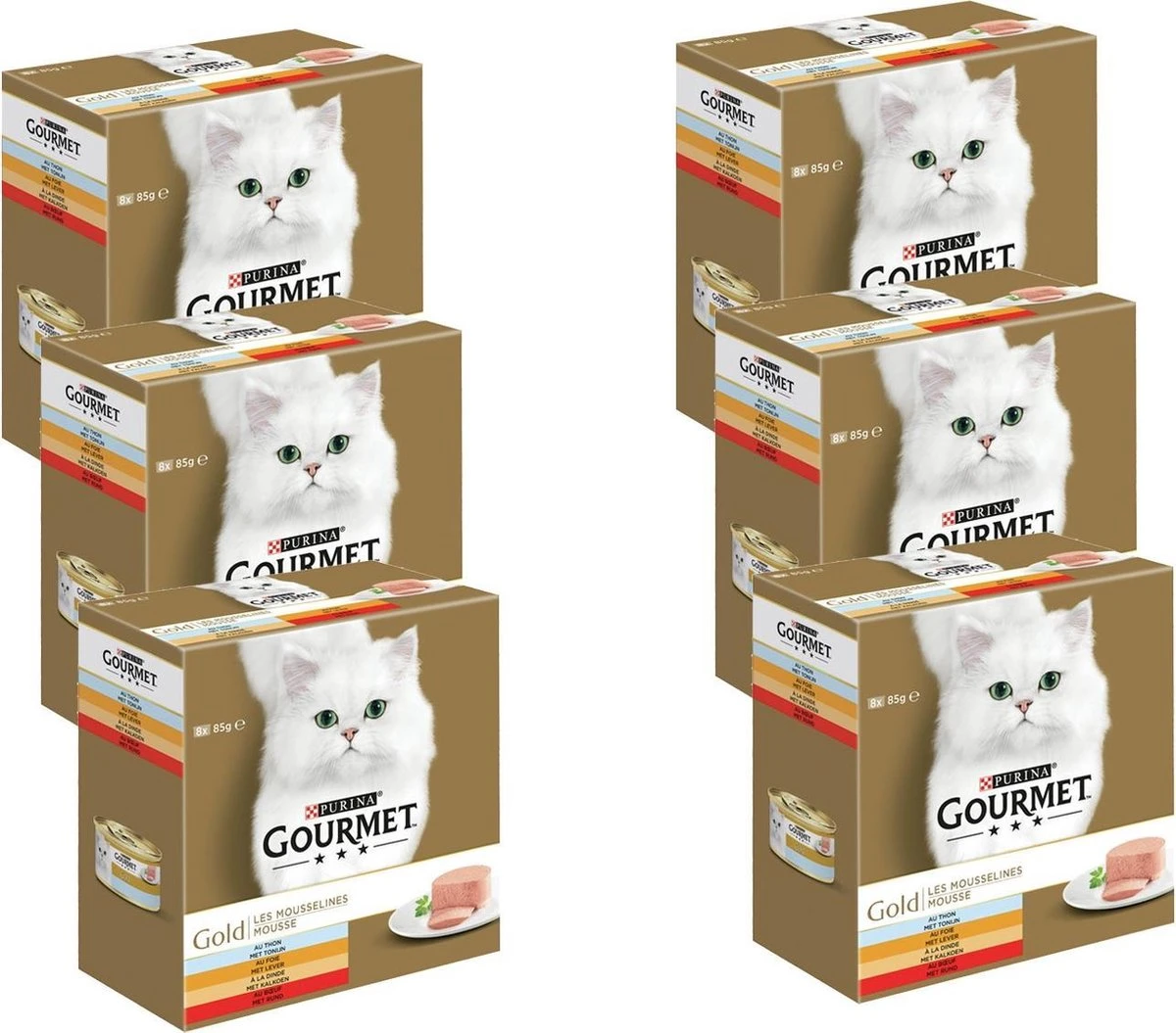 Gourmet Gold Mousse - Kattenvoer Natvoer - Met Tonijn, Lever, Kalkoen, Rund - 48 X 85 G 4 Gourmet Gold Mousse - Kattenvoer Natvoer - Met Tonijn, Lever, Kalkoen, Rund - 48 X 85 G - Afbeelding 2
