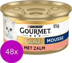 Gourmet Gold Mousse 85 G - Kattenvoer - 48 X Zalm -Kattenbenodigdheden 1200x1059 1