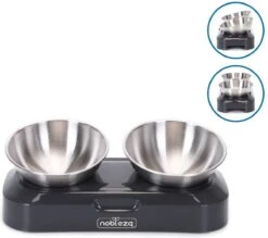 Nobleza Katten Voerbakjes - Ergonomische Dubbele Voerbak - Anti Braak Voerbak Voor Katten - Zwart - Dubbel - RVS -Kattenbenodigdheden 1200x1063 1