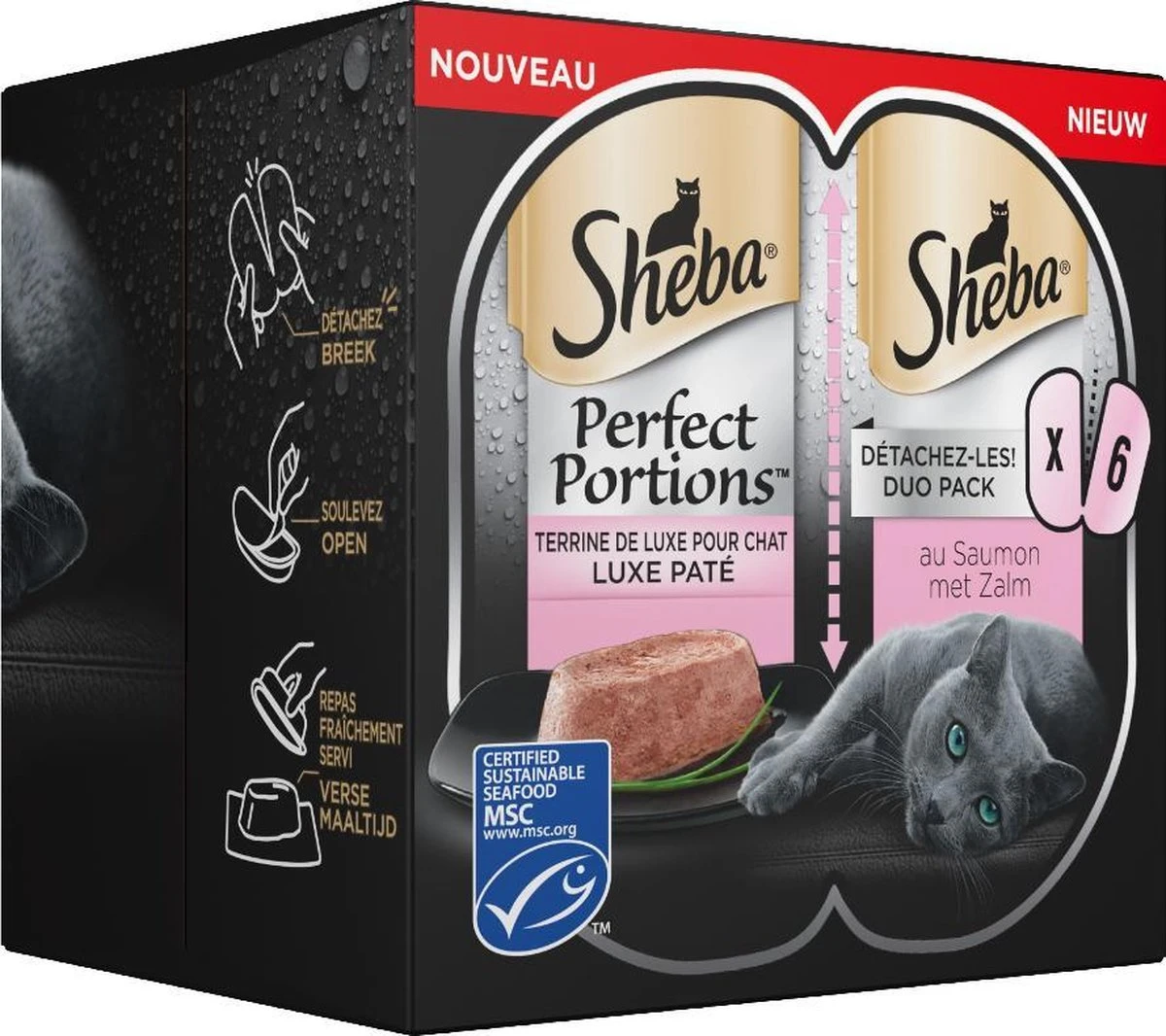 Sheba Perfect Portions Paté Katten Natvoer - Zalm - 48 Stuks 4 Sheba Perfect Portions Paté Katten Natvoer - Zalm - 48 Stuks - Afbeelding 2