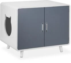 Relaxdays Kattenbak Ombouw Design - Kattenhuis Op Pootjes - Kattenmeubel Wit - Kattenkast -Kattenbenodigdheden 1200x1067 1