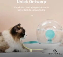 AdomniaGoods - Automatische Katten Voerbak - Antislip Honden Voerbak - Unique Transparant/grijs Design - Altijd Hygiënisch Schoon Water! -Kattenbenodigdheden 1200x1075