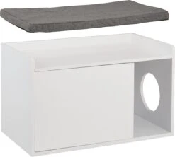 Relaxdays Kattenbak Ombouw - Met Zitkussen - Kattenhuis Wit - Kattenmeubel - Kattenkast -Kattenbenodigdheden 1200x1080 2