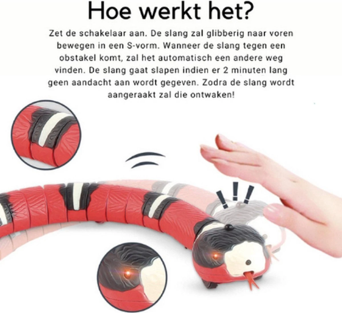 Otiume Interactief Kattenspeeltje - Kattenspeelgoed - Bewegende Slang Speelgoed - USB Oplaadbaar - Rood 4 Otiume Interactief Kattenspeeltje - Kattenspeelgoed - Bewegende Slang Speelgoed - USB Oplaadbaar - Rood - Afbeelding 2