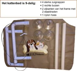 Merkloos Kattenhangmat – Hangmat Kat – Kattenmand Raam – Kattenkussen – Kattenbed – Poezenmand – Beige -Kattenbenodigdheden 1200x1111 1