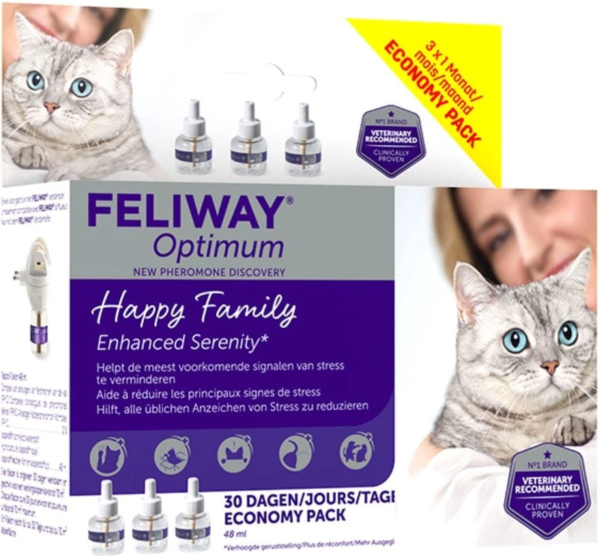 Feliway Optimum - Navulling - Flacon 48ml - Anti-stress Kat 5 Feliway Optimum - Navulling - Flacon 48ml - Anti-stress Kat - Afbeelding 3