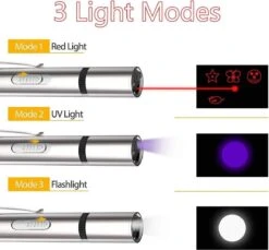 Laserpen - Oplaadbaar Met USB - Rode Laser - RVS Zilver - UV - Zaklamp - LED - Kat - Katten Speeltjes - Kattenspeelgoed - 7 Verschillende Standen -Kattenbenodigdheden 1200x1114 9