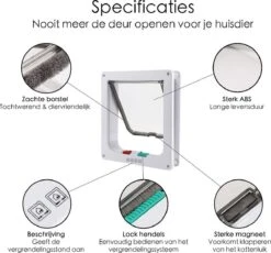 Merkloos Kattenluik - Inclusief Tunnel - 4 Vergendelingsstanden - Wit - Waterdicht - 23 X 25 X 5.5 Cm -Kattenbenodigdheden 1200x1117 6
