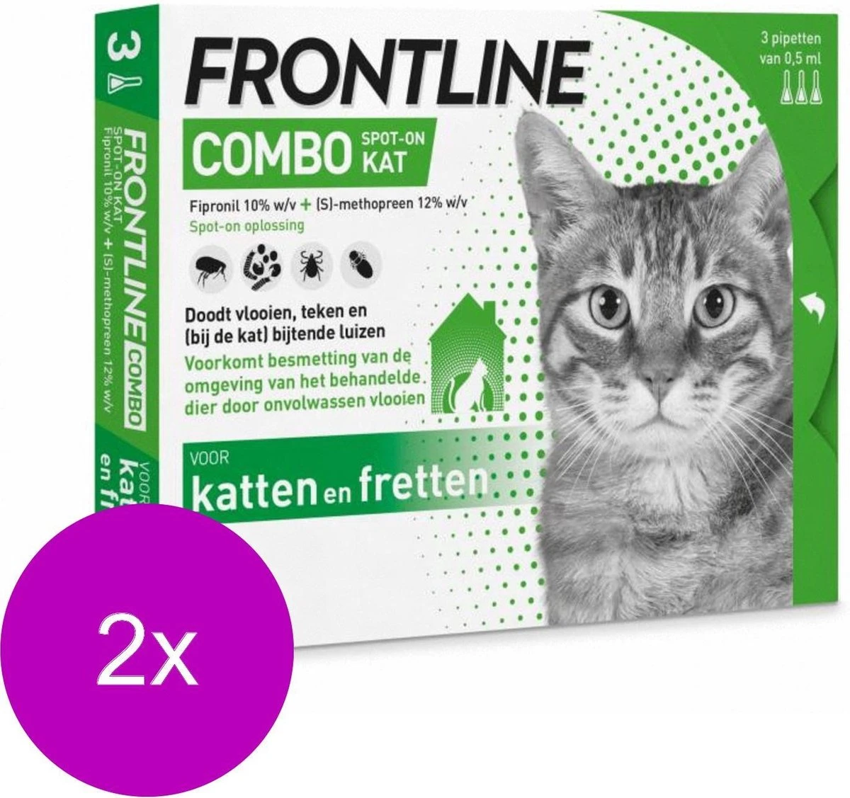 Frontline Combo Spot On Kat - Anti Vlooien En Tekenmiddel - 2 X 3 Pip 4 Frontline Combo Spot On Kat - Anti Vlooien En Tekenmiddel - 2 X 3 Pip - Afbeelding 2