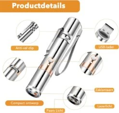 DOWO® - Laserpen - USB Oplaadbaar - Kattenspeeltjes - 7 Verschillende Standen - Laserlampje - RVS Zilver - Laser Pointer -Kattenbenodigdheden 1200x1133 5