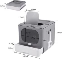 Kattenbak Groot - Kattenbak XXL - Kattenbak Grote Katten - Opvouwbaar – Grijs -Kattenbenodigdheden 1200x1143 2