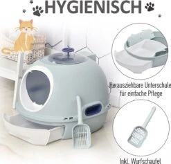PawHut Kattentoilet Kattenbak Dakraam Bodembak Schep Draagbaar PP ABS D31-012 27 PawHut Kattentoilet Kattenbak Dakraam Bodembak Schep Draagbaar PP ABS D31-012 -Kattenbenodigdheden 1200x1150