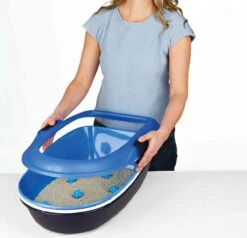 Trixie Berto Kattenbak Open Met Scheidingssyteem Donkergrijs/Blauw - 59X39X22 CM -Kattenbenodigdheden 1200x1157 5