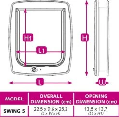 Ferplast Swing Poezendeur 5T - Wit - 22,5 X 9,6 X 25,2 Cm -Kattenbenodigdheden 1200x1170 3