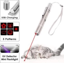 Merkloos Laserpen - Daily Accessoires - USB Oplaadbaar - Kattenspeeltjes - Laserlampje - 7 Verschillende Standen - RVS Zilver - Zaklamp - UV Lamp – Kattenspeelgoed -Kattenbenodigdheden 1200x1179 7