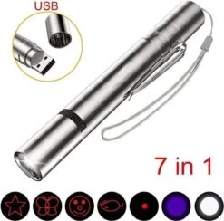Laserpen - Oplaadbaar Met USB - Rode Laser - RVS Zilver - UV - Zaklamp - LED - Kat - Katten Speeltjes - Kattenspeelgoed - 7 Verschillende Standen -Kattenbenodigdheden 1200x1185 10